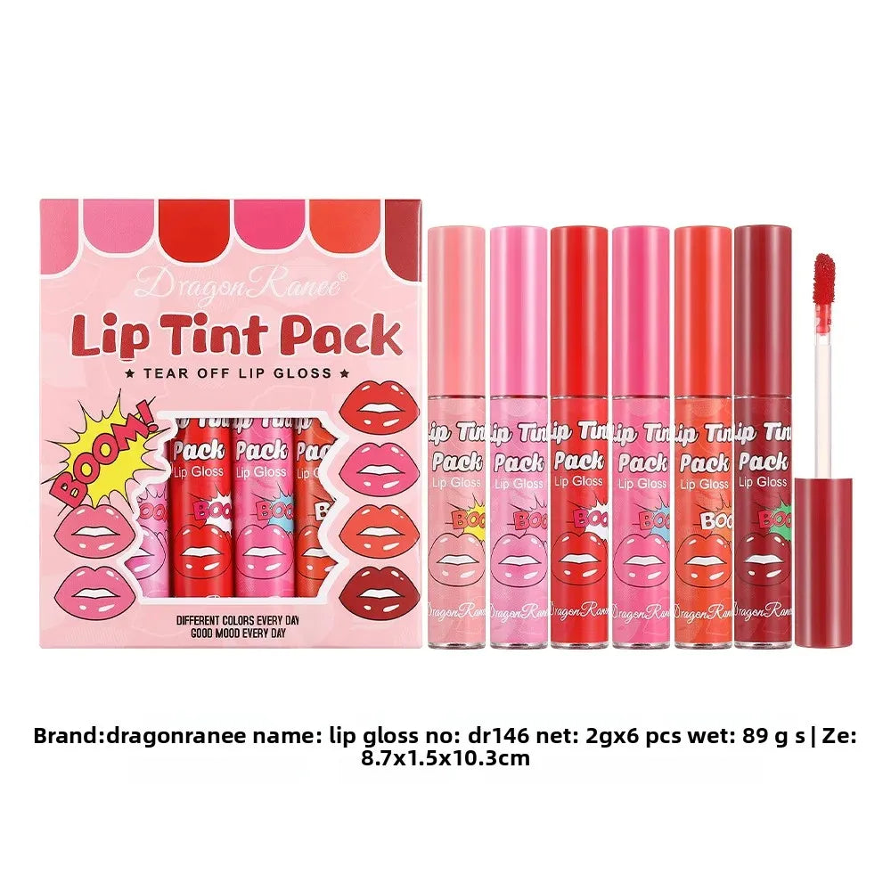 Dragon Ranee 6-Pc Tear-Off Lip Gloss Set – Matte & Waterproof Lip Gloss Set HIP