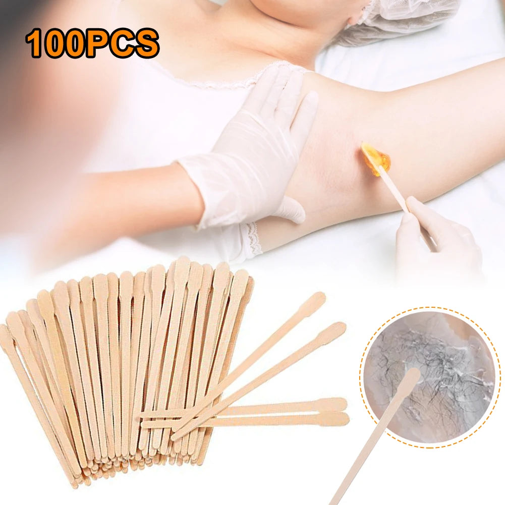 100-Pack Disposable Wooden Wax Applicator Spatulas | Hair Removal Wax Applicator Spatulas HIP