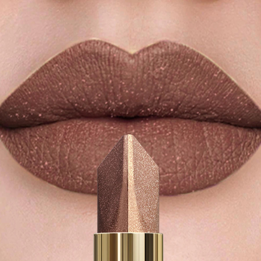 1PC Glitter Shiny Metallic Two Tone Lipstick Matte Pearlescent Lip Tint,Long Lasting Lip Senior Lip Makeup Gifts Lip Gloss Coste HIP
