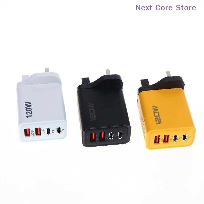 4-Port 120W USB-C Fast Charger – PD & QC3.0 Wall Adapter USB Wall Charger HIP