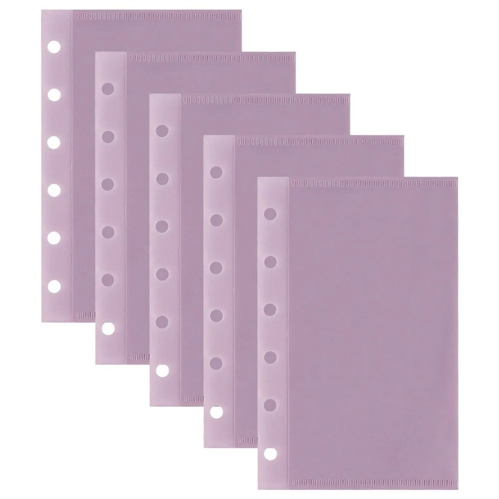 5-Pack A6/A7 Budget Binder Pockets – 6-Hole Refill Sleeves Binder Refill Pockets HIP A6-Purple