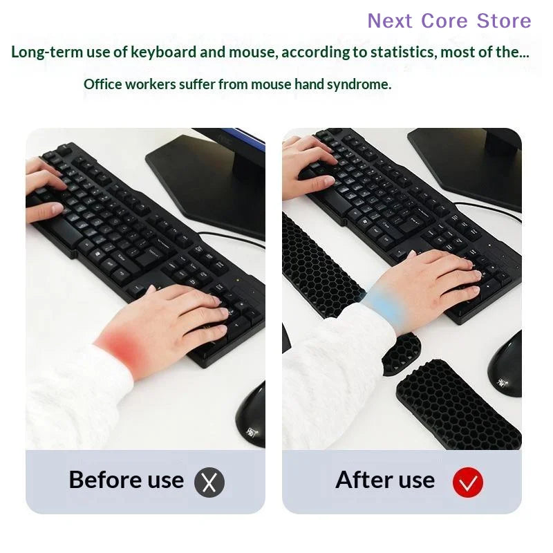 Honeycomb Ergonomic Wrist Rest Set – Keyboard & Mouse Pad Ergonomic Wrist Rest Set HIP