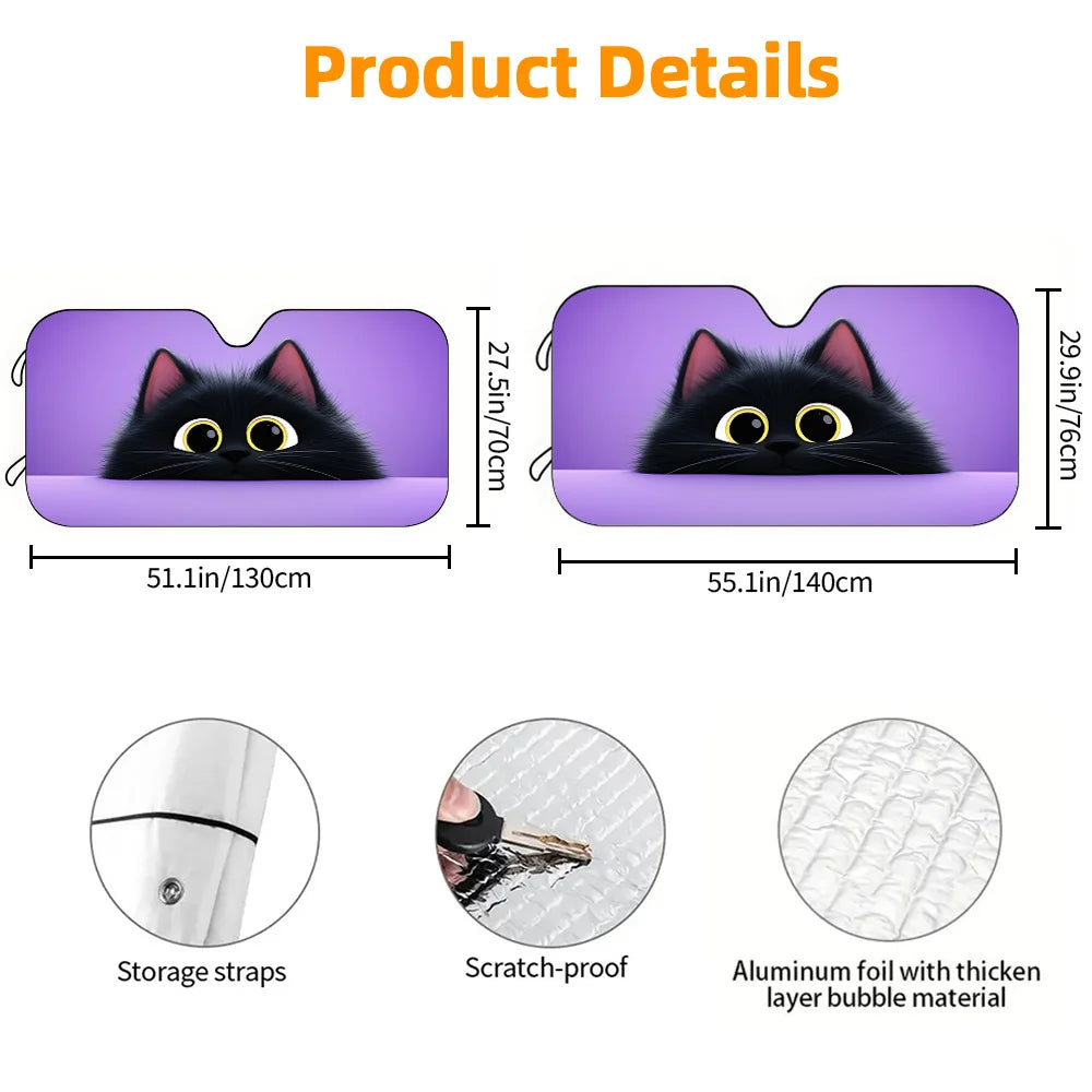 Black Cat Peeking Car Sunshade – UV Protection & Cooling Car Sunshade HIP
