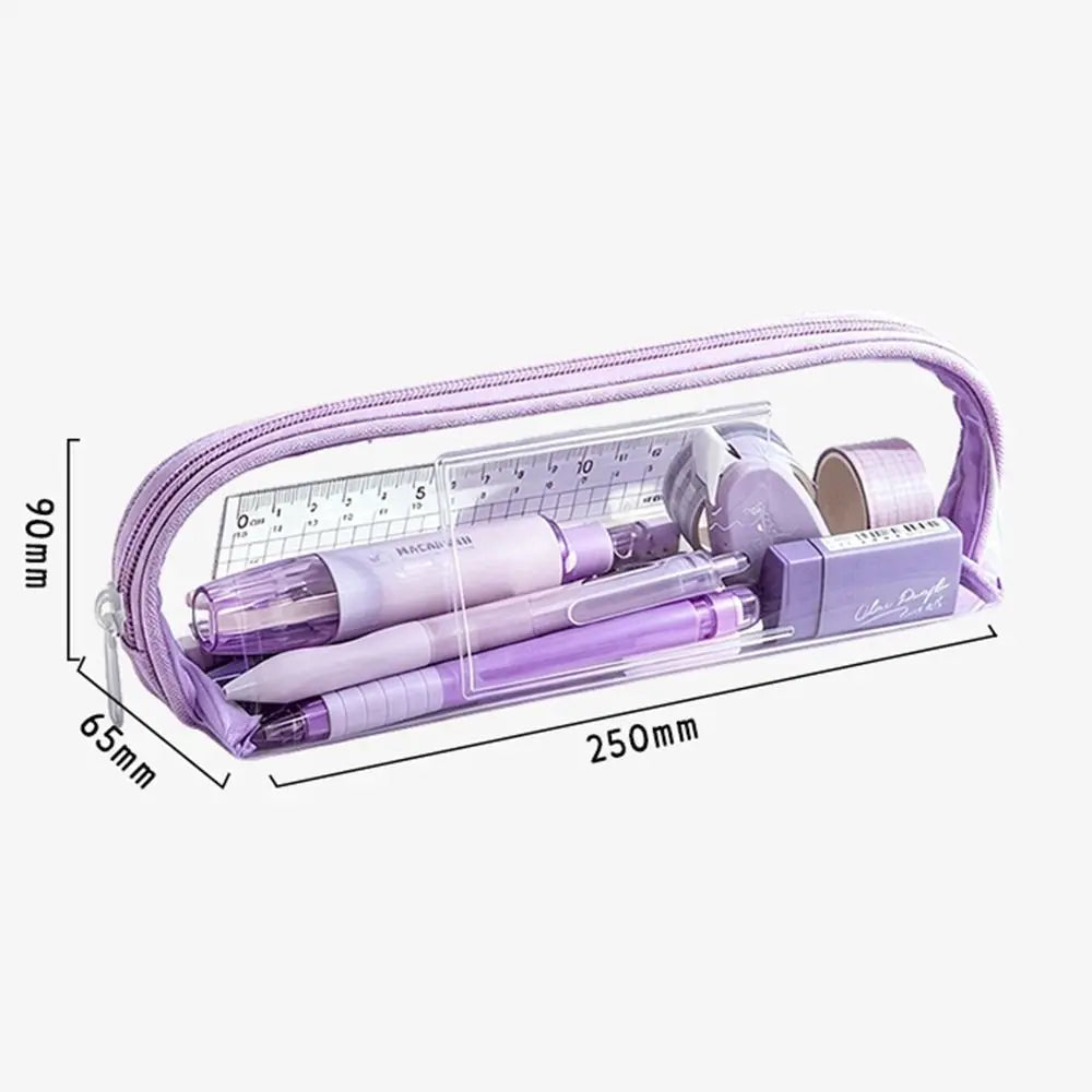 Clear Double Layer TPU Pencil Case with ID Pocket | Waterproof Pencil Case HIP