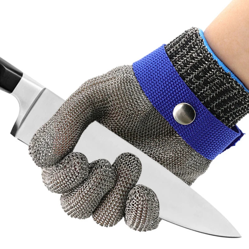 Metal Mesh Glove Steel Wire Glove Stainless Steel Glove Cut Resistant Metal Mesh Chainmail Glove for Meat Cutting Chainsaw Work HIP