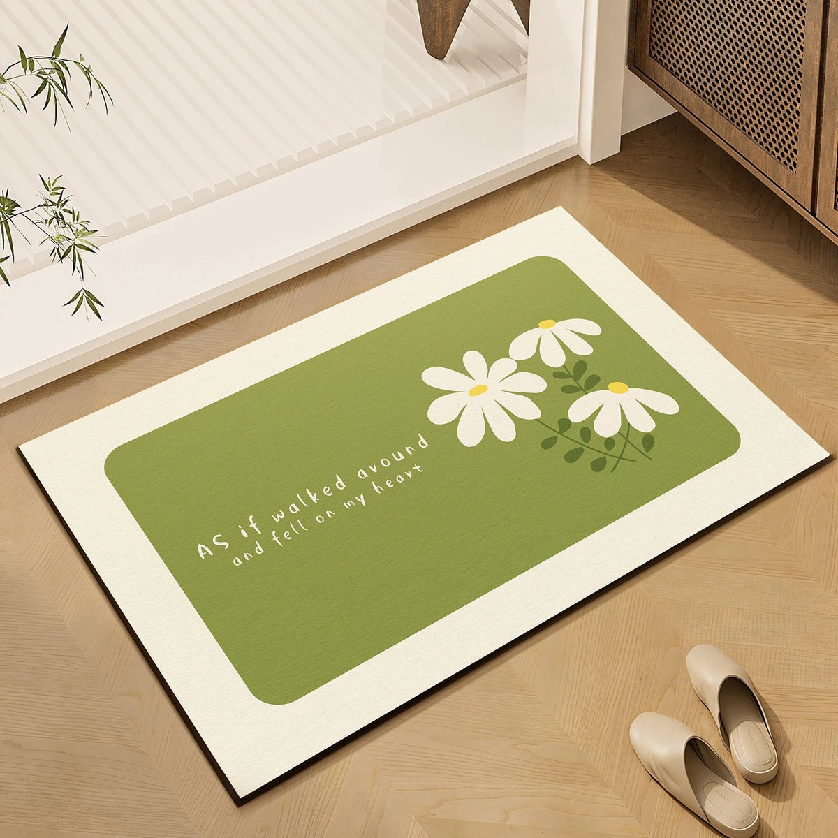 "Enjoy Life" Floral Non-Slip Doormat – Entryway & Bath Mat Non-Slip Doormat HIP 3 40x60cm-Felt
