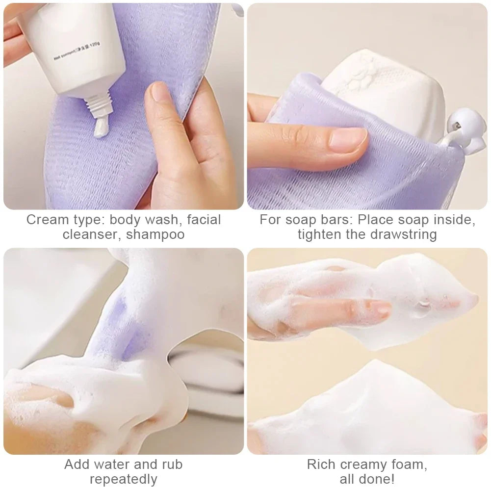 Mesh Shower Bubble Foam Net High Elasticity Mesh Soap Foaming Bag for Shower Gel Shampoo Foaming Mesh HIP