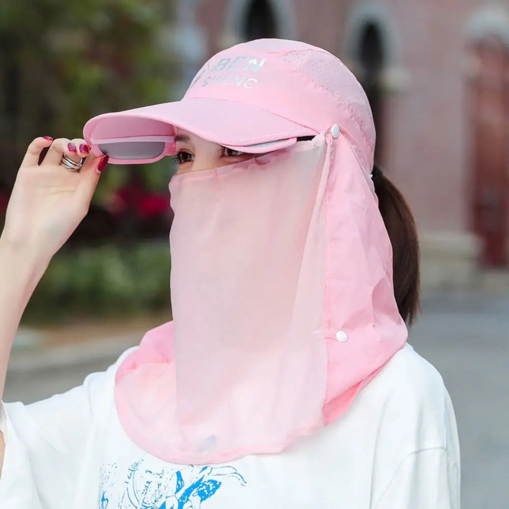 Women's UV Ice Silk Full Face Sun Cap – Breathable Outdoor Hat UV Protection Sun Hat HIP