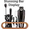 10-Piece Cocktail Bar Set & Mixology Kit with Bamboo Stand Cocktail Bar Set HIP Gunmetal Black