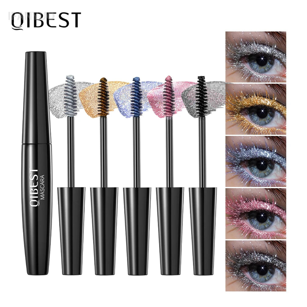 5 Colors Diamond Shimmering Mascara Long Lasting Makeup 3D Volume Eyelashes Curling Glitter Mascara Eye Lash Female Cosmetic HIP