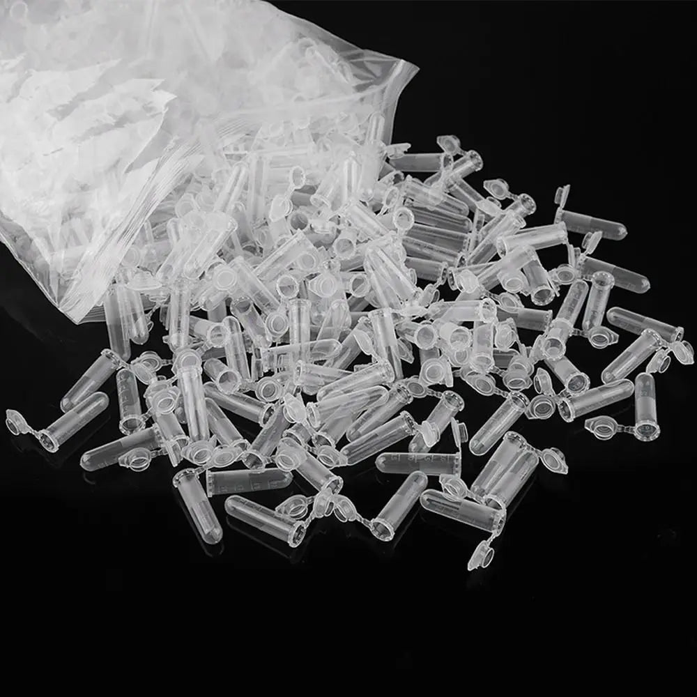 500-Pack 2ml Clear Plastic Micro Vials with Snap Cap Plastic Storage Vials HIP