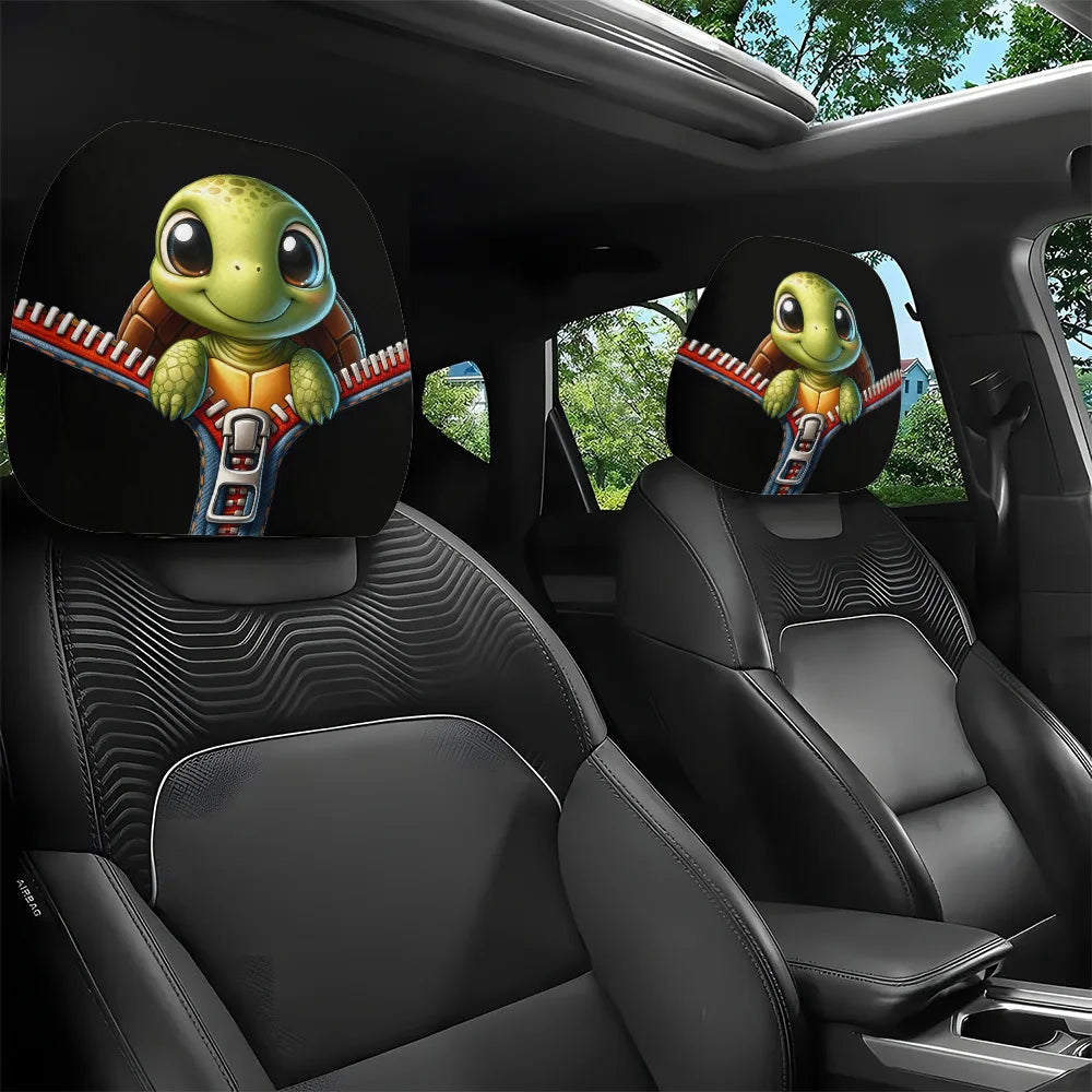2-Pack Turtle Car Headrest Covers – Zipper Fit Protectors Car Headrest Covers HIP