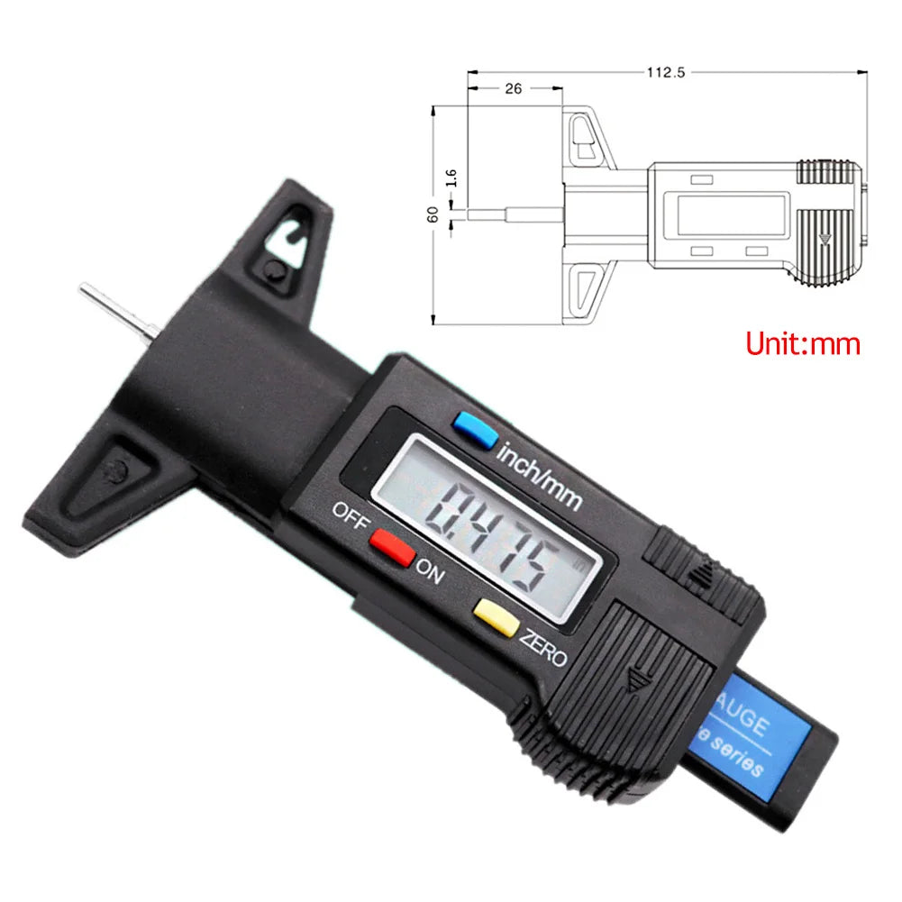 Digital Car Tyre Tire Tread Depth Gauge Meter Measurer Tool Caliper Thickness Gauges Tread Brake Pad Shoe Tire Monitoring System HIP