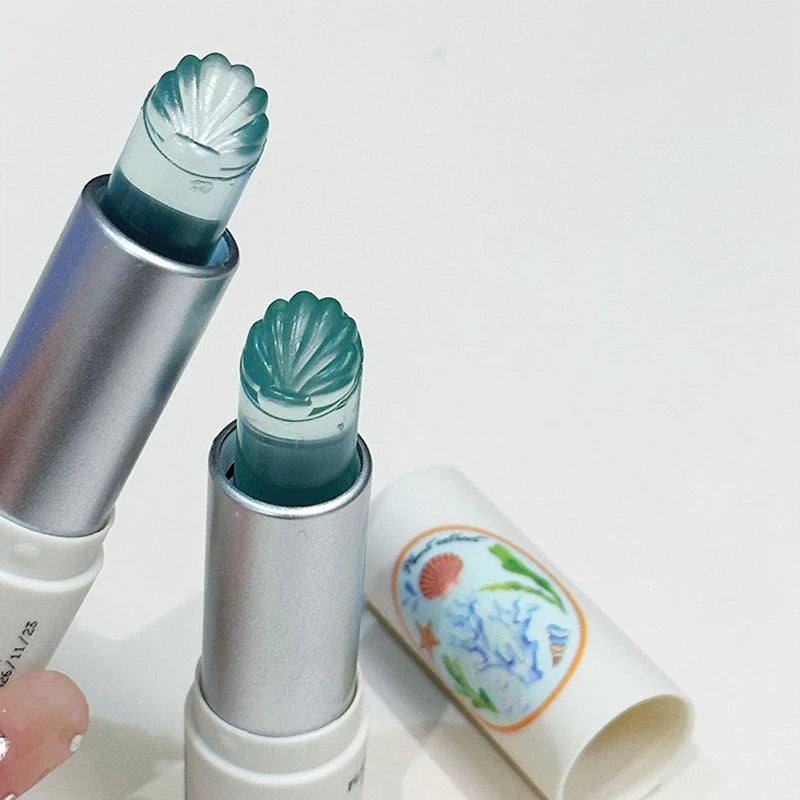 Sea Shell Shaped Lip Balm Clear Blue Moisturizing Hydrating Oil Reduce Lip Lines Remove Dead Skin Transparent Mask Lip Care HIP