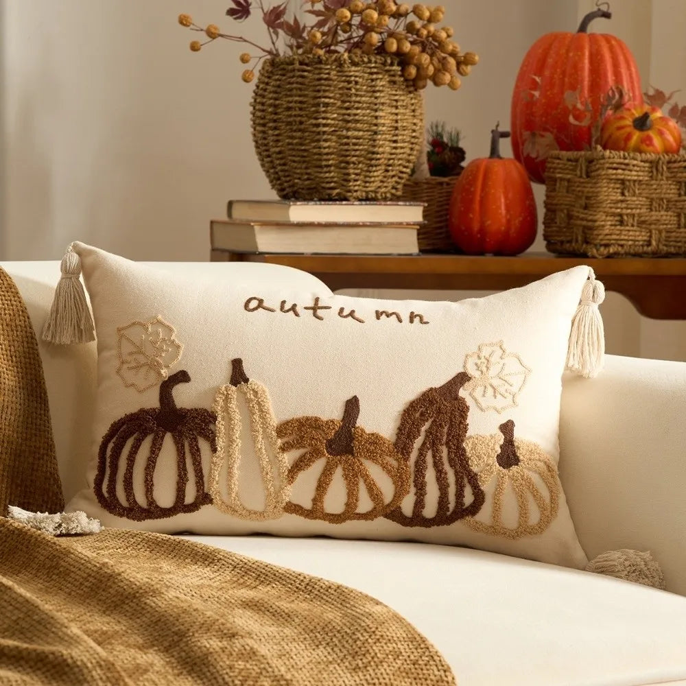 Pumpkin Tufted Throw Pillow Cover – Autumn Fall Decor Throw Pillow Cover HIP