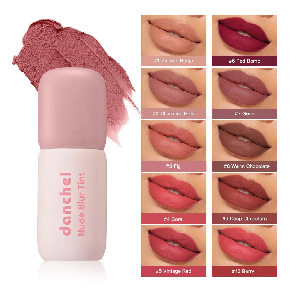 Matte Lip Stain Tint 2‑in‑1 Lip & Cheek Blush Cream Lip Stain Lasting Long Lasting Waterproof Non-sticky Velvet Lip Gloss Makeup HIP