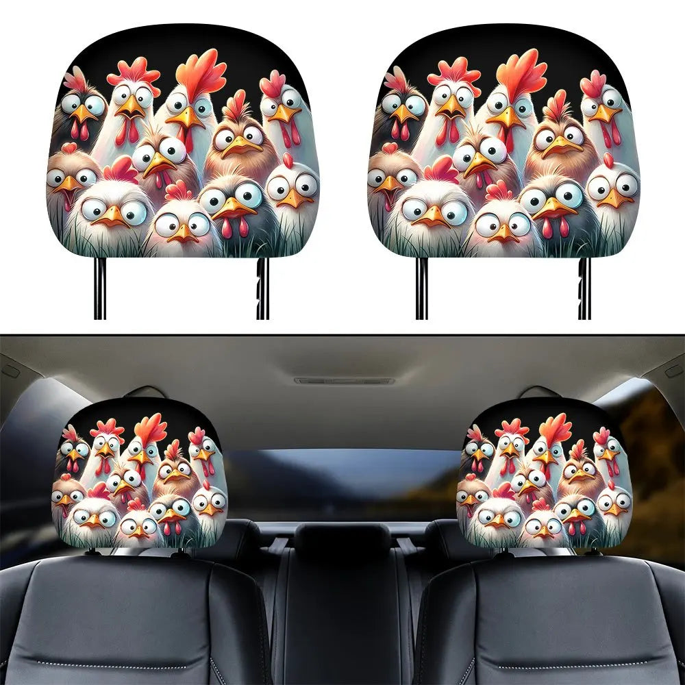 2-Pack Cartoon Chick Car Headrest Covers – Cute Interior Décor Car Headrest Cover HIP