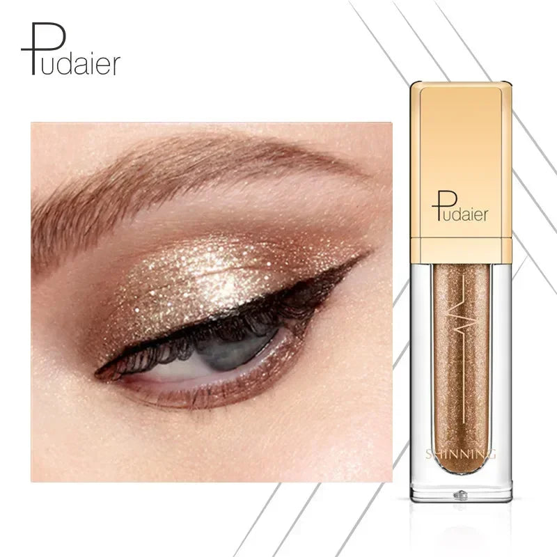 New Make Up Liquid Eyeshadow Waterproof Glitter Pigments Purple Gold Metalic Women Beauty Gel Eye Shadow Cream 18 Colors Makeup HIP