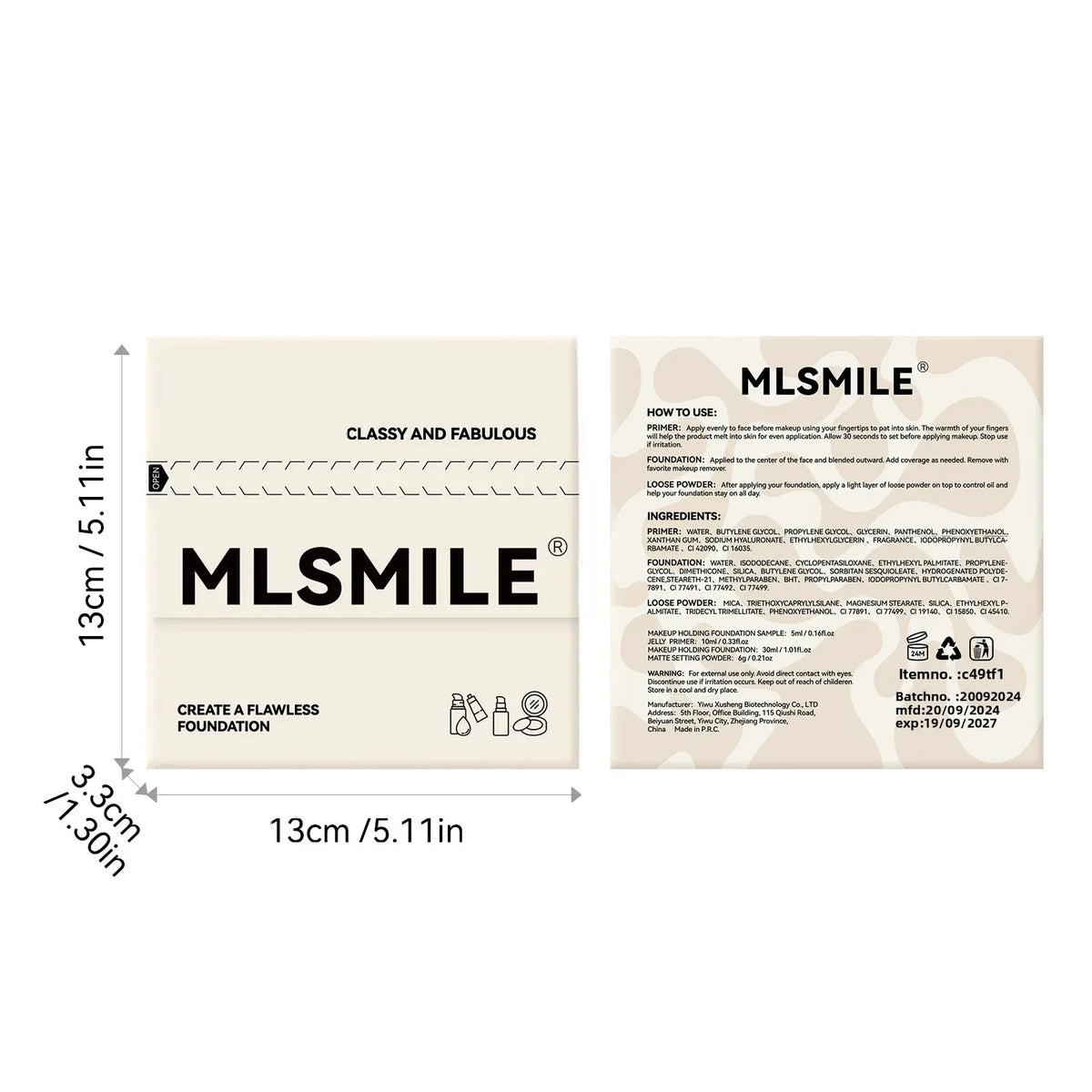 MLSMILE Flawless Makeup Set – Primer, Foundation & Powder Face Makeup Set HIP
