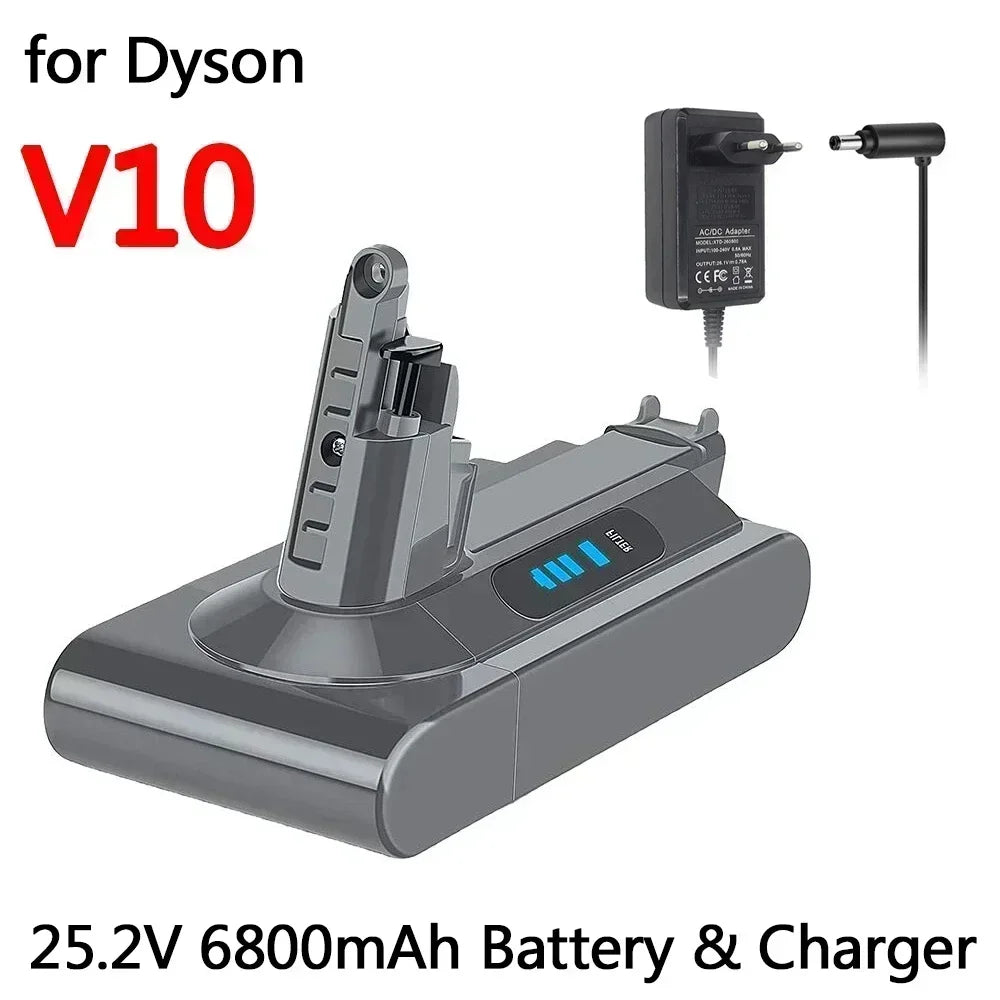 Dyson V10 Replacement Battery 25.2V 6800mAh – SV12 Li-ion Replacement Battery HIP 6800 battery charger