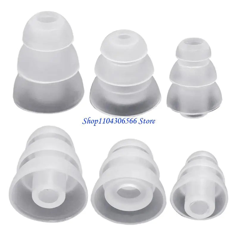 6-Pack Triple Flange Silicone Ear Tips 3.8mm – Universal Fit Earphone Ear Tips HIP