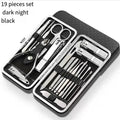19-Piece Stainless Steel Manicure & Pedicure Set with Case Manicure Pedicure Set HIP C807-Black-1set