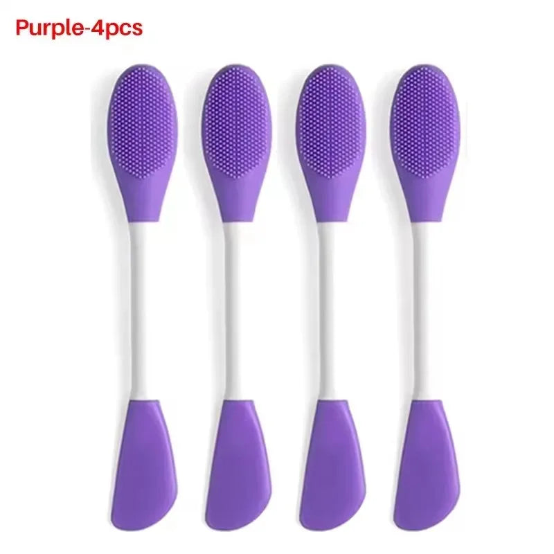 Silicone Face Mask Brush & Spatula – Double-Ended Applicator Face Mask Applicator HIP C716-Purple-4pcs