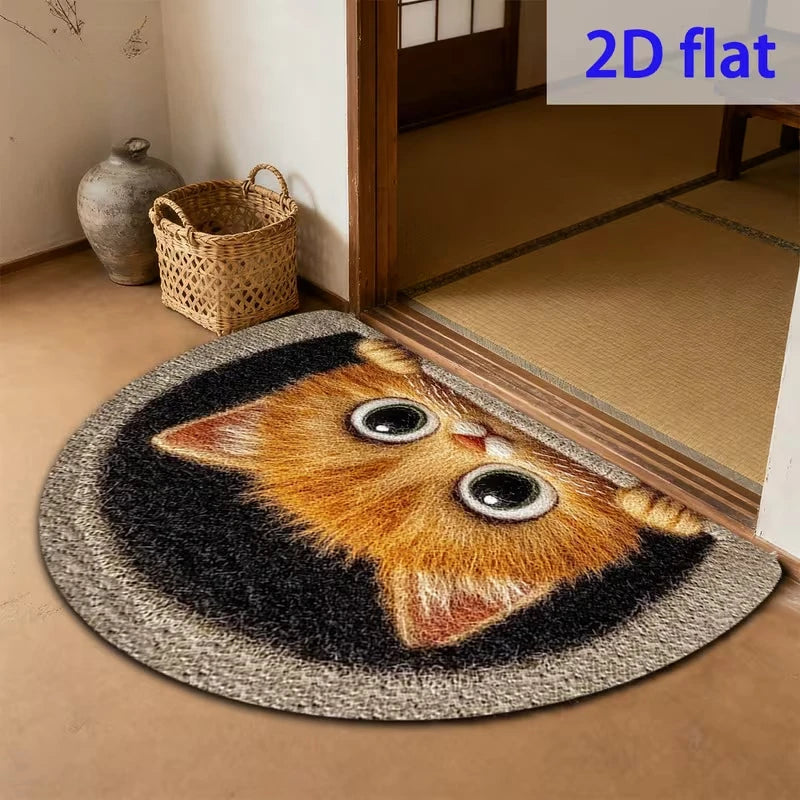 Semi-Circular Cat Doormat – Anti-Slip Kitchen & Entry Floor Mat Decorative Floor Mat HIP