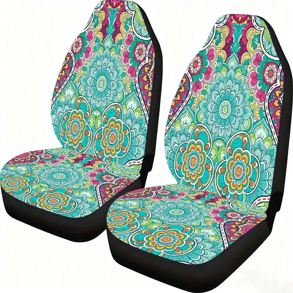 Bohemian Mandala Car Seat Covers – Set of 2, Vibrant Colors Car Seat Covers HIP