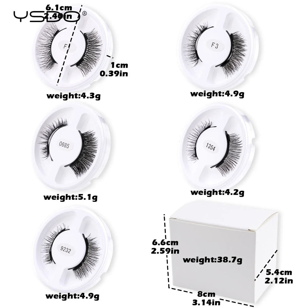 YSDO Upgrade Magnetic False Eyelashes 5 pair Set Eyelash Extension 3D Natural Lashes 3-Step Press On Fake Lash Handmade EyeLash HIP
