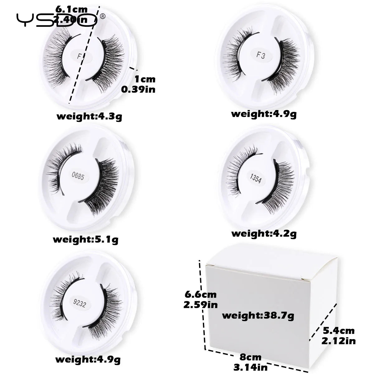YSDO Upgrade Magnetic False Eyelashes 5 pair Set Eyelash Extension 3D Natural Lashes 3-Step Press On Fake Lash Handmade EyeLash HIP