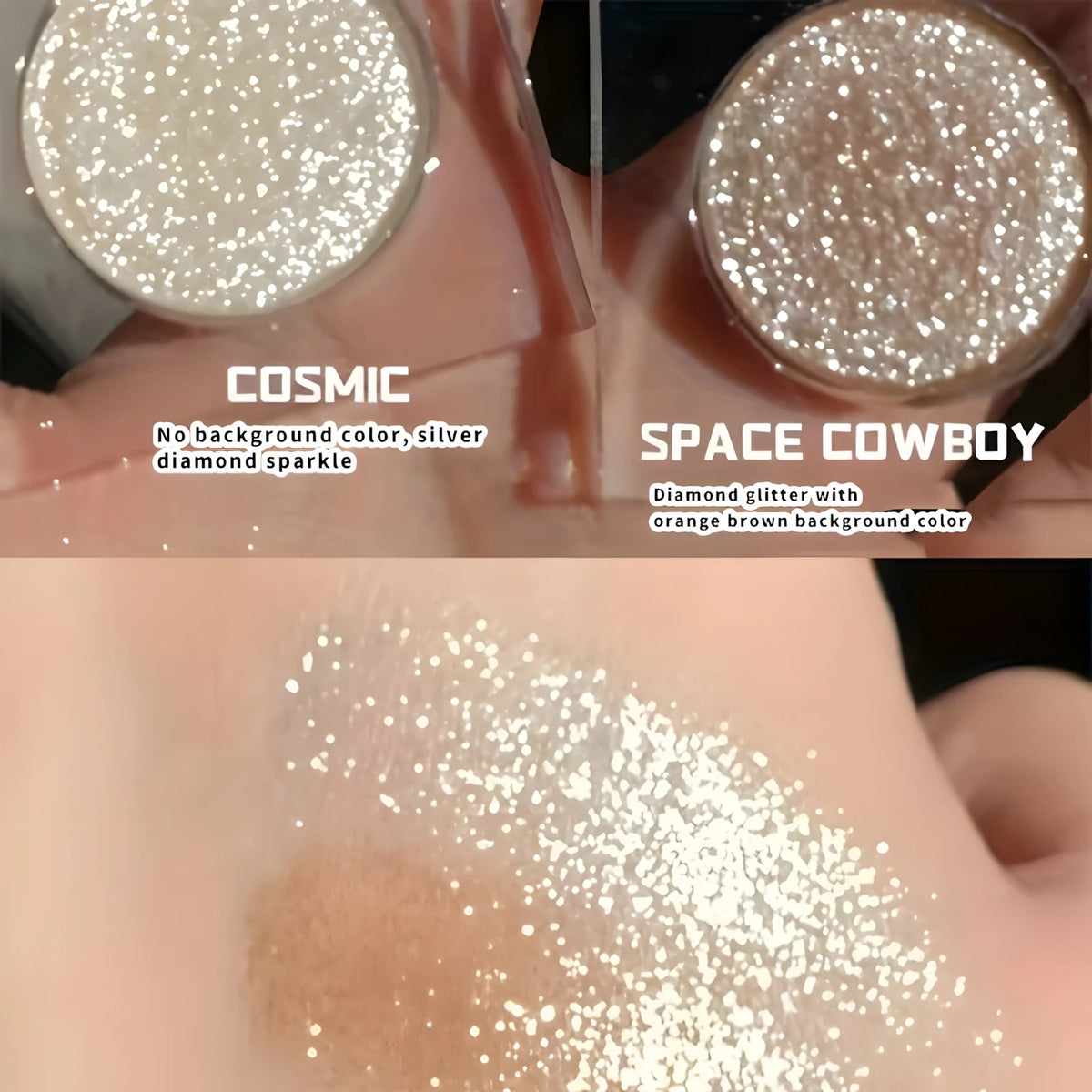 Glitter Eyeshadow, Single Highlighter, Shimmering Powder, Long Lasting Metallic Shimmer, Eyelid and Cheekbone Makeup HIP