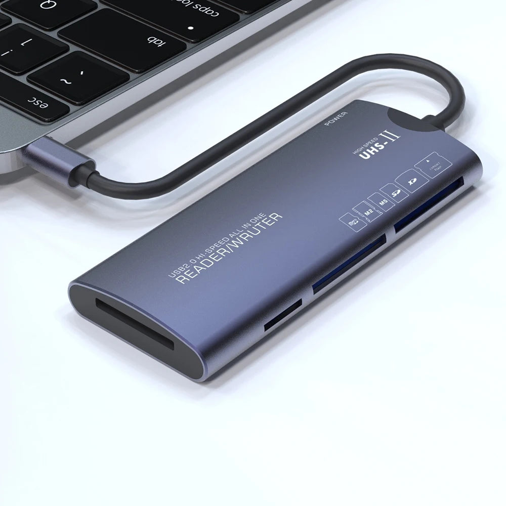 OULLX 6-in-1 USB-C Card Reader – SD TF XD CF M2 MS Adapter USB Card Reader HIP