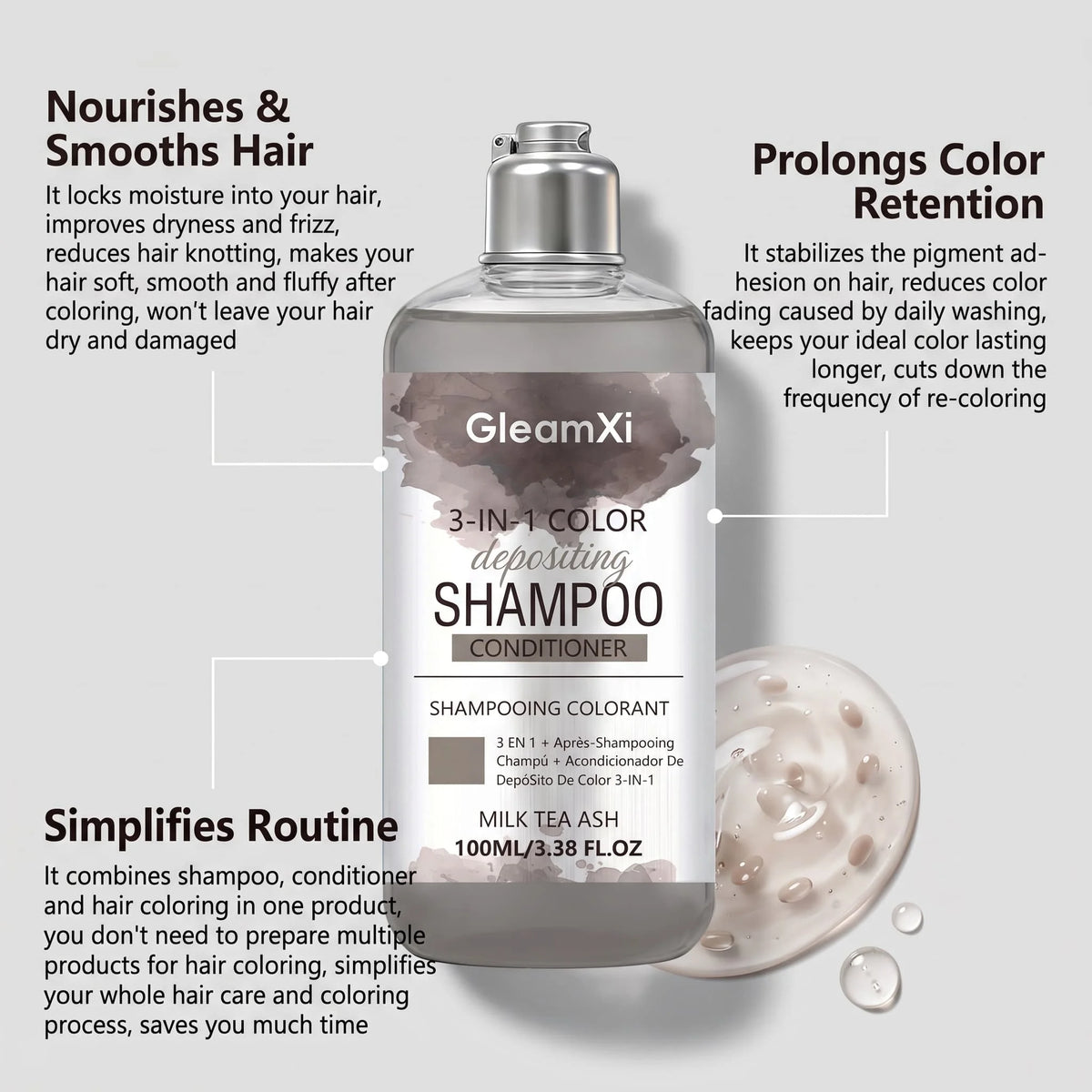 3-in-1 Hair Dye Shampoo – Colour, Cleanse & Smooth Frizz Hair Dye Shampoo HIP