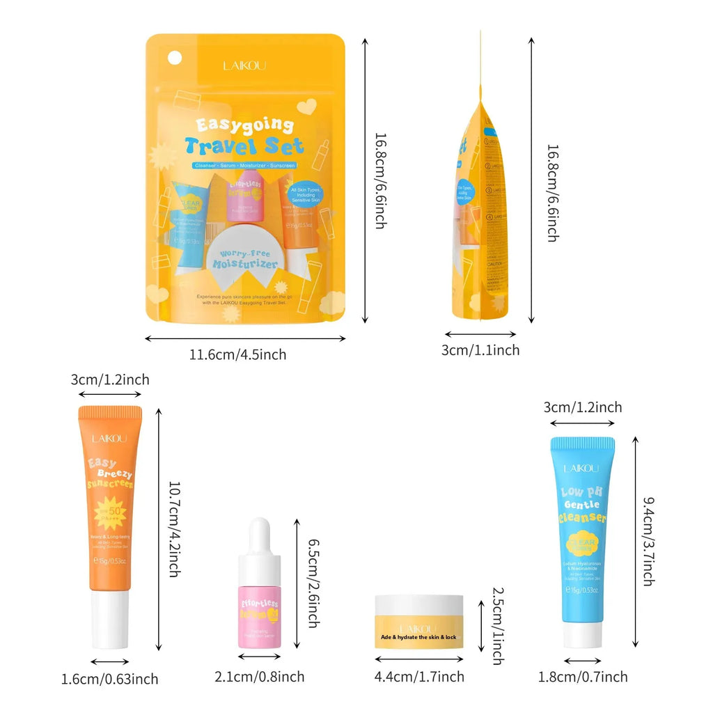 LAIKOU Travel Ceramide Skincare Set – SPF 50 | 4-Step Routine Travel Skincare Set HIP