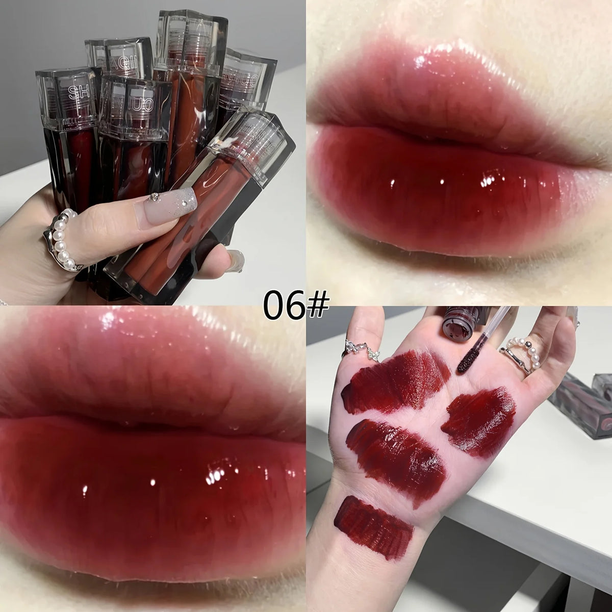 Adorable Bear Mirror Lip Glaze - Long-Lasting, Non-Fading, Hydrating Liquid Lipstick with Watery Texture - Luxurious Glossy Shin HIP Color06