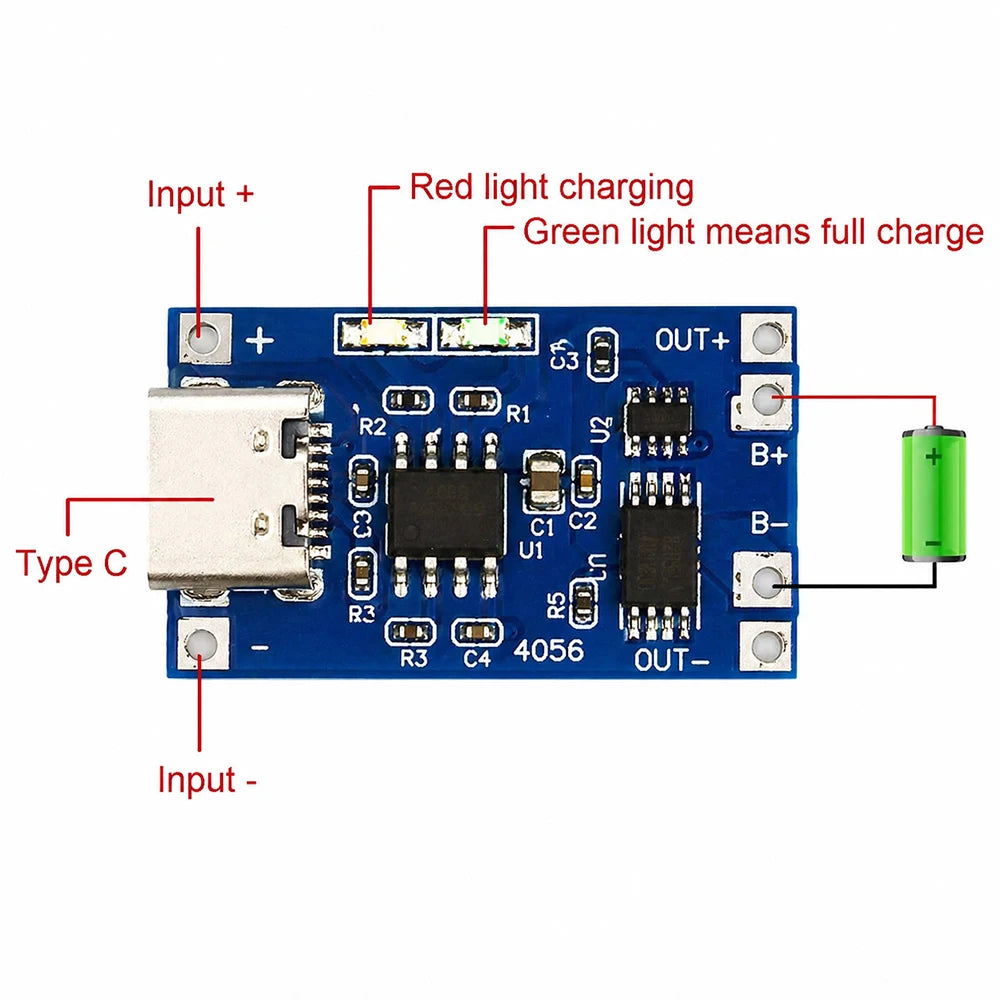 TP4056 Type-C USB 18650 Li-ion Battery Charging Board Module Battery Charging Module HIP