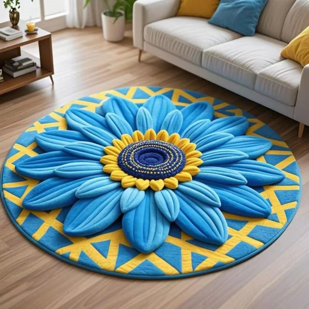 2D Stereoscopic Round Carpet – Modern Decorative Floor Mat Decorative Area Rug HIP 4 120X120CM