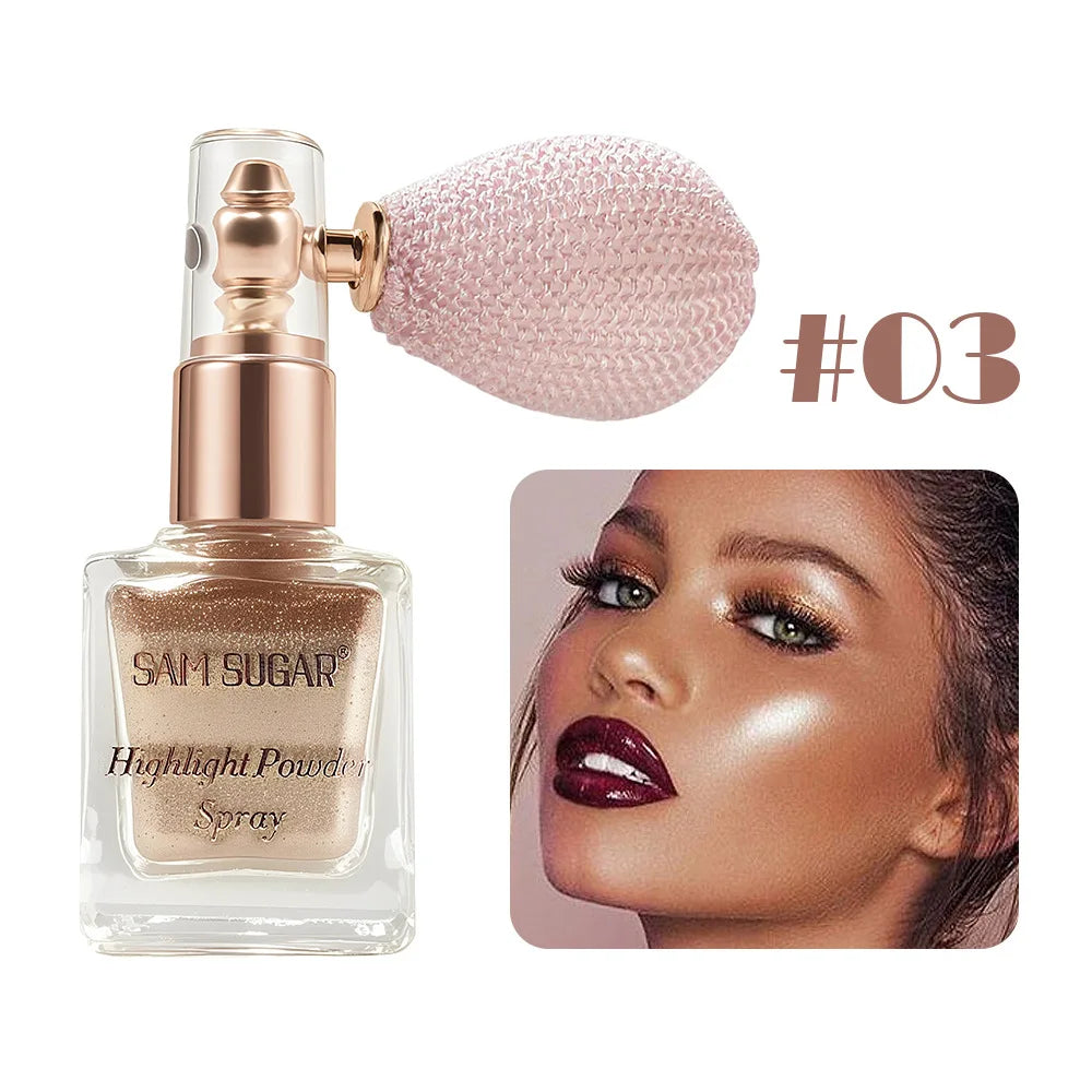 SAM SUGAR Fine Glitter Highlighter Spray – Face & Body Shimmer Highlighter Spray HIP 03