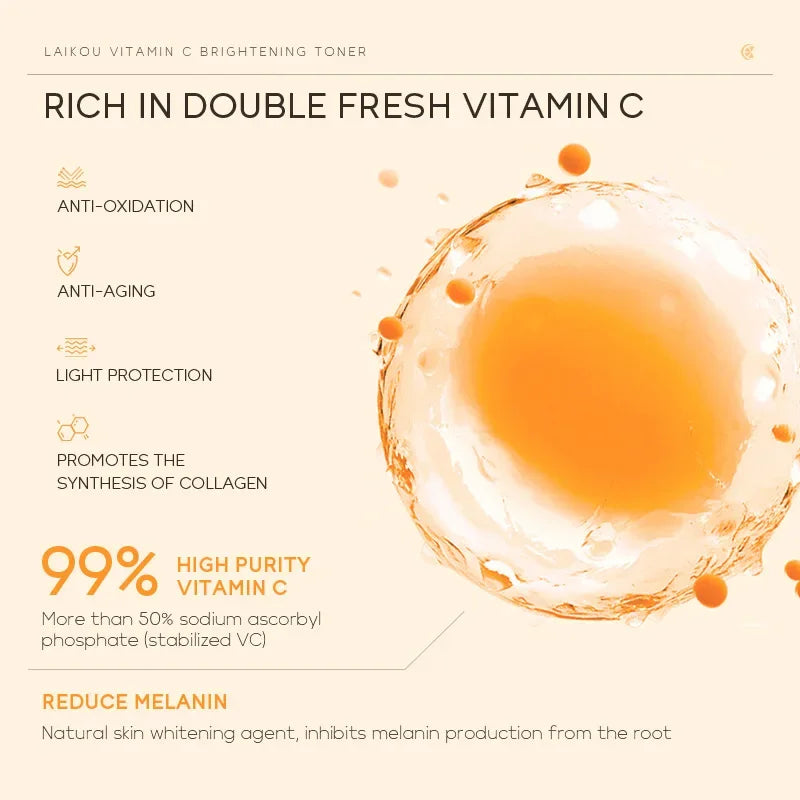 LAIKOU Vitamin C Brightening Toner 100ml – Korean Skincare Vitamin C Toner HIP