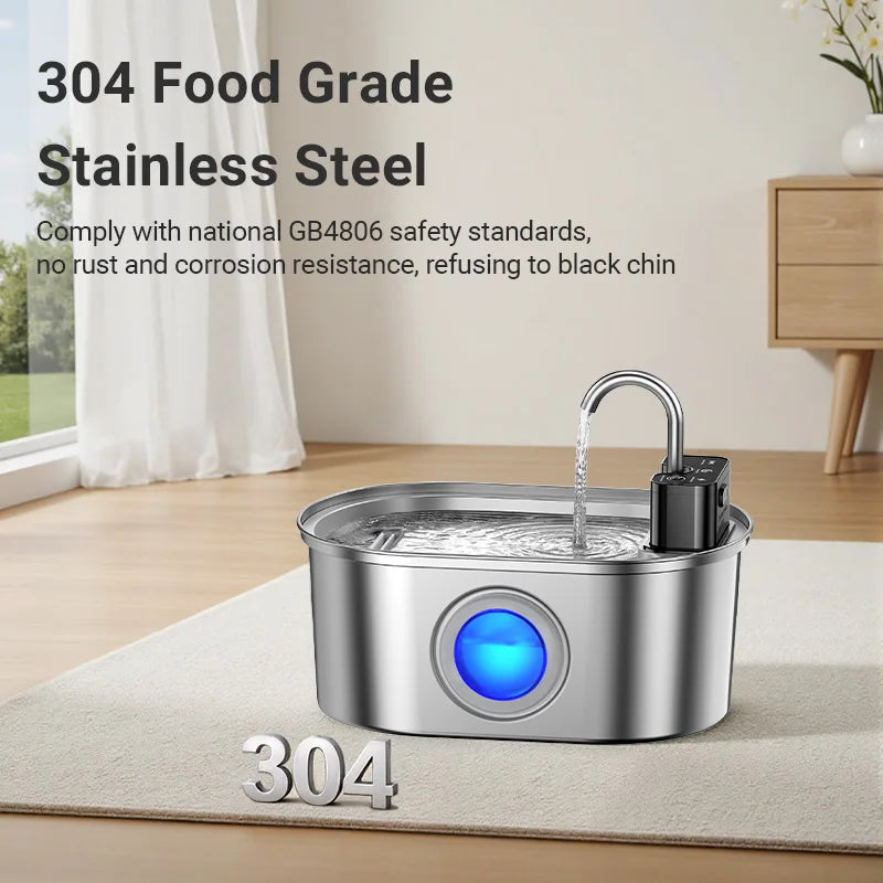 ROJECO 3.2L Stainless Steel Cat Water Fountain Wireless Sensor Smart Automatic Dog Water Dispenser Drinking Fountain 4000mAh HIP