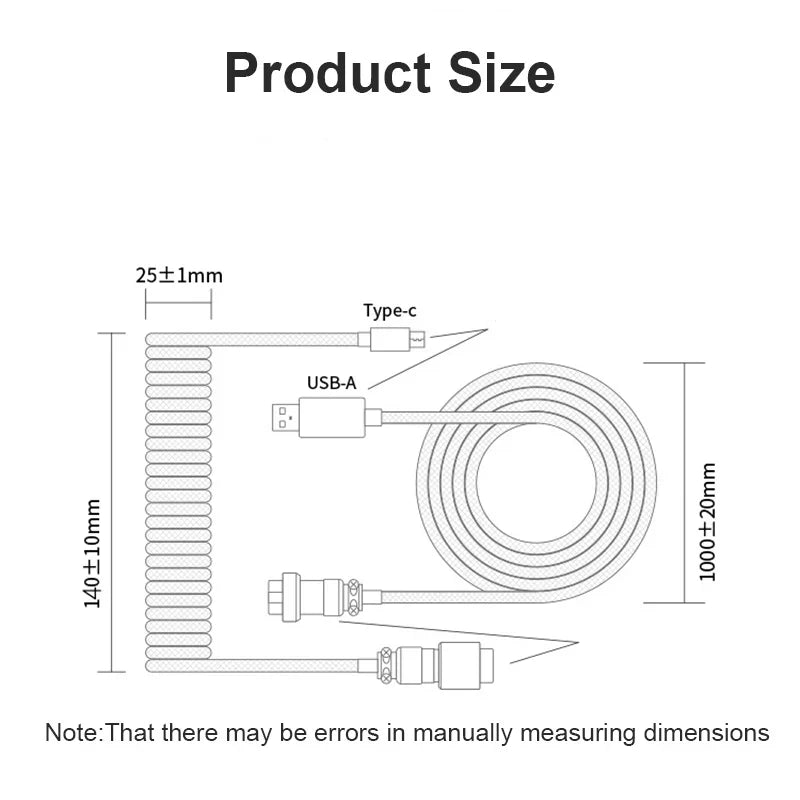 OULLX Mechanical Keyboard Coiled Cable USB & Type-C Aviator Keyboard Coiled Cable HIP