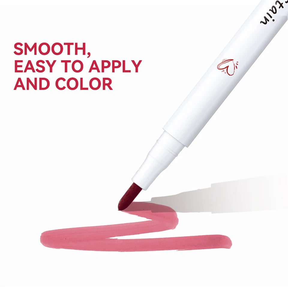 Matte Liquid Lip Stain Marker Pencil Long Lasting Waterproof Non Stick Cup Dye Lip Tint Natural Outline Plumping Lip Contour Pen HIP