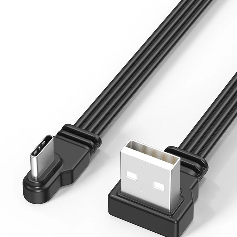 USB-A to USB-C Angled Flat Cable – 2A Charging & Data Sync USB-C Angled Cable HIP