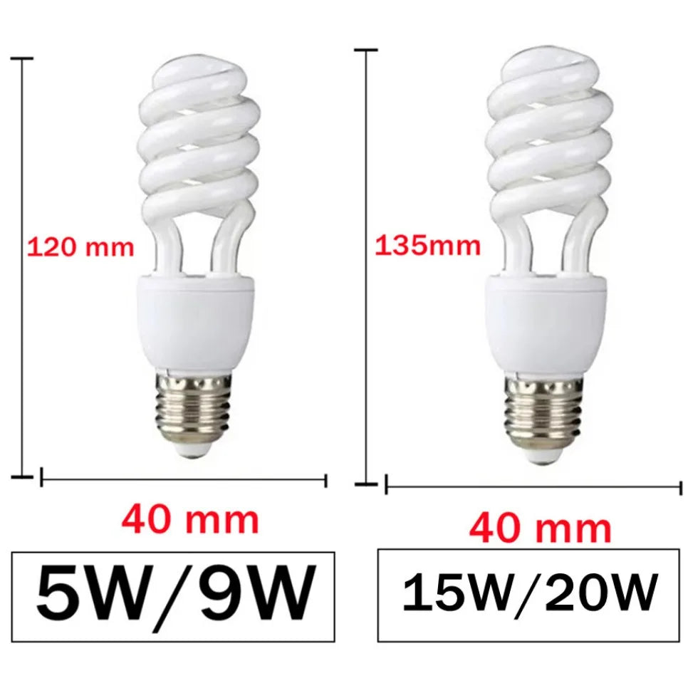 E27 LED Spiral Bulb 5–65W Energy-Saving Lamp AC220–240V LED Light Bulb HIP