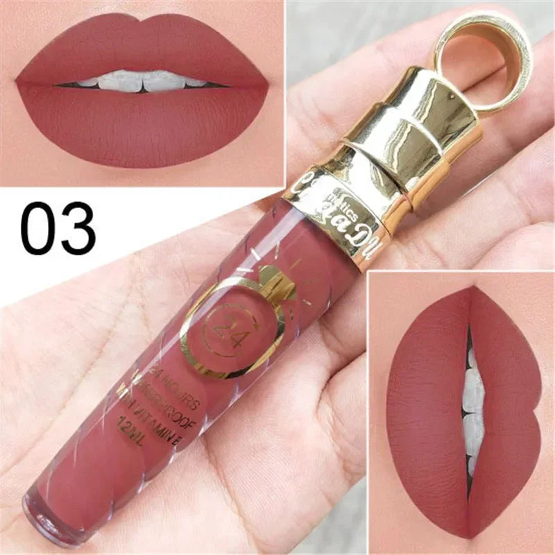 20 Colors Lipstick Waterproof Long Lasting Matte+Shimmer Mental Beauty Lip Gloss Nude Glitter Lip Gloss Beauty Sexy Lip Tint HIP