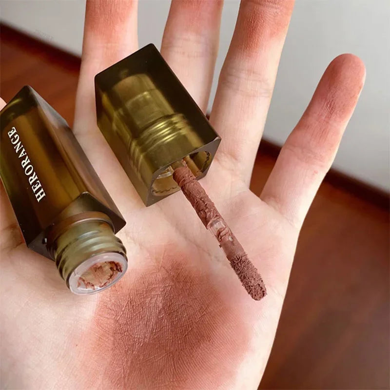 Brown Velvet Matte Lip Gloss Lasting Lip Mud Pigment Non-stick Cup Lip Gloss Waterproof Liquid Lipstick Korean Tinted Lips Stain HIP