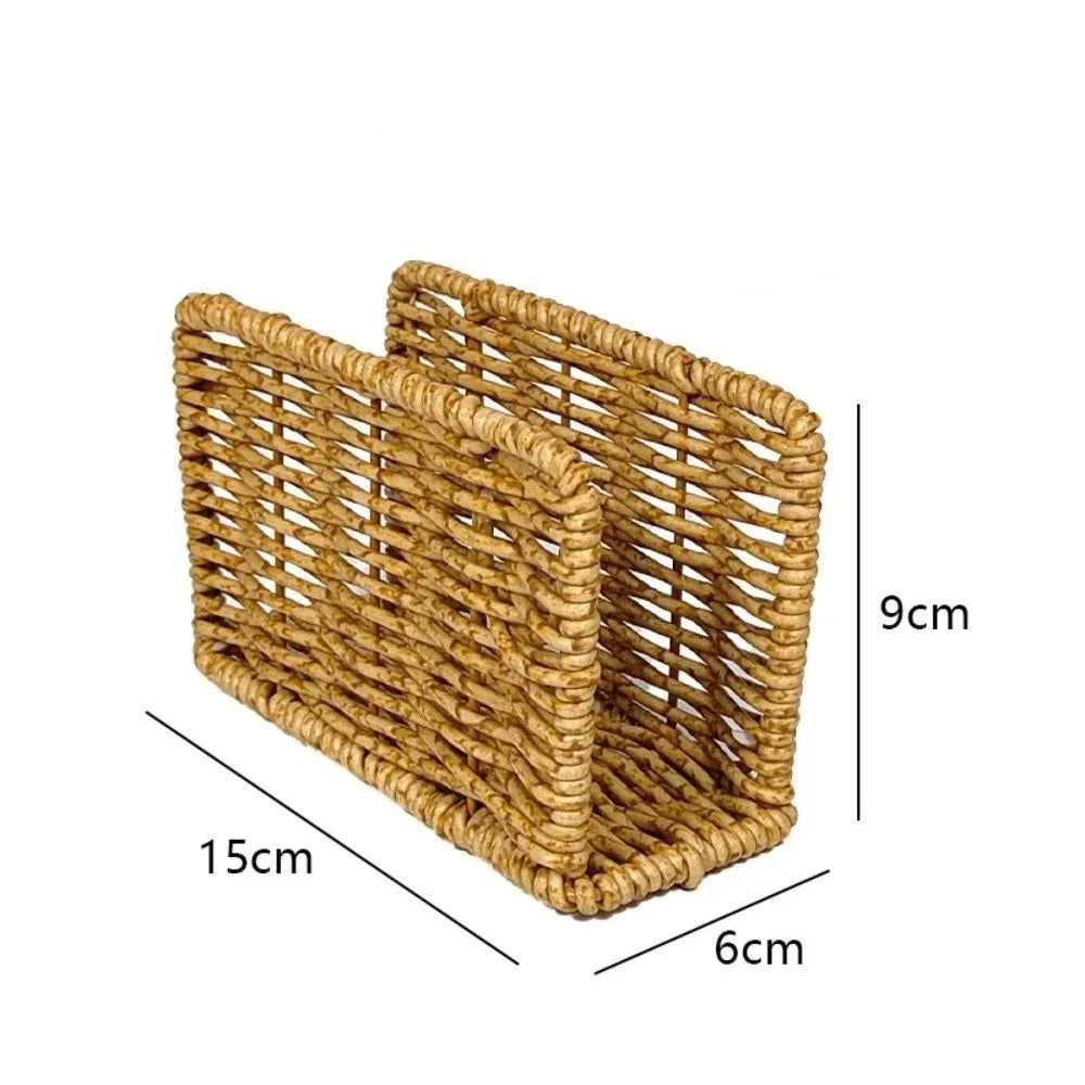 Rustic Rattan Napkin Holder – Desktop Tissue Dispenser Stand Napkin Holder Stand HIP 1