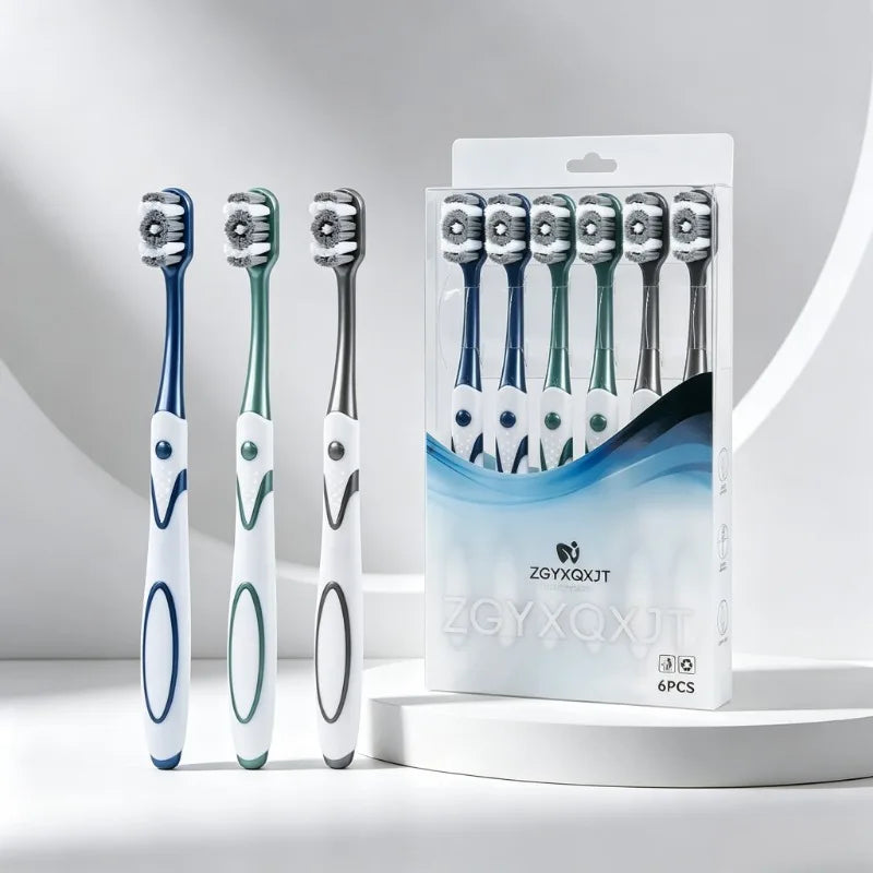 RUZOFO 6-Pack Adult Whitening Toothbrush – Firm Bristles Adult Toothbrush Set HIP