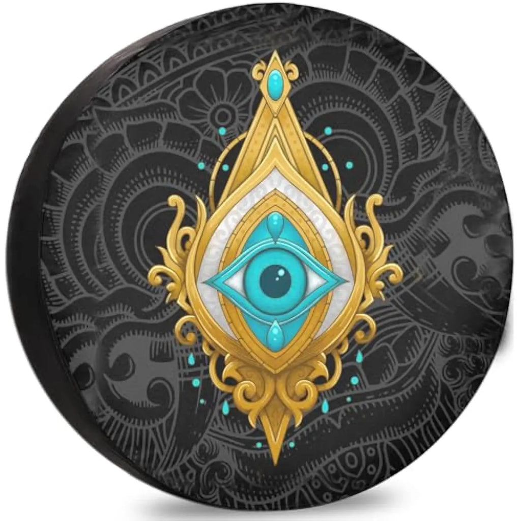 Mystic Evil Eye Spare Tire Cover – Weatherproof, 14"–17" Fit Spare Tire Cover HIP Acquiesce 17 in